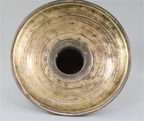 A 17th century Indian bronze spittoon, diameter 13in. height 7.25in.